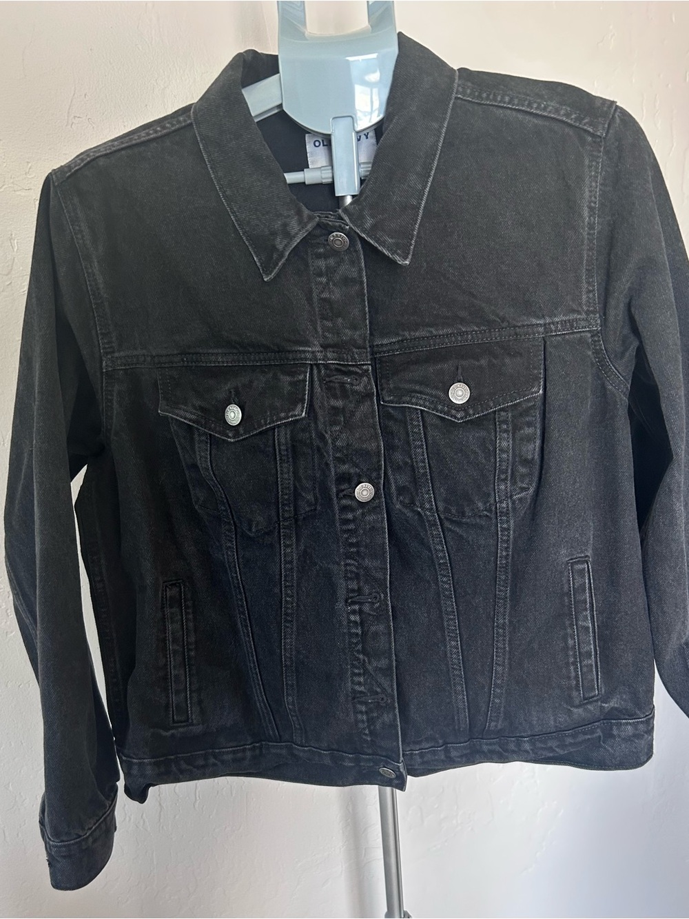 Old Navy Black Washed Denim Trucker Jacket